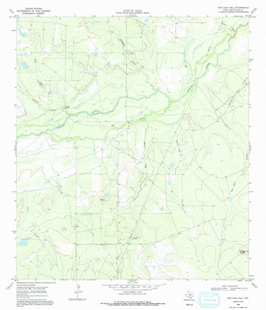 Classic USGS San Caja Hill Texas 7.5'x7.5' Topo Map Image