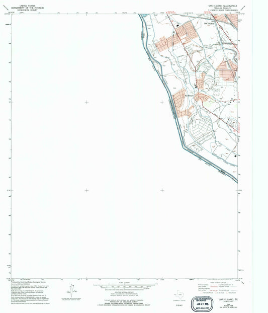Classic USGS San Elizario Texas 7.5'x7.5' Topo Map Image