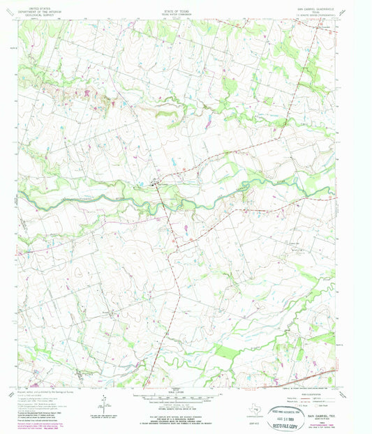 Classic USGS San Gabriel Texas 7.5'x7.5' Topo Map Image