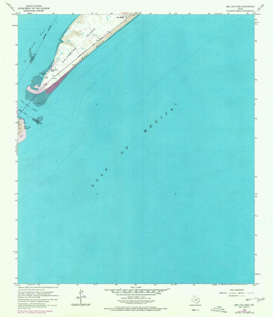 Classic USGS San Luis Pass Texas 7.5'x7.5' Topo Map Image