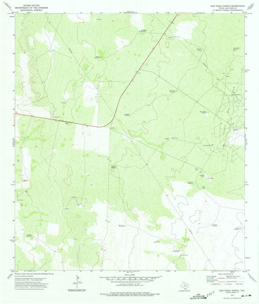 Classic USGS San Pablo Ranch Texas 7.5'x7.5' Topo Map Image