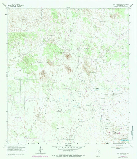 Classic USGS San Tomas Camp Texas 7.5'x7.5' Topo Map Image
