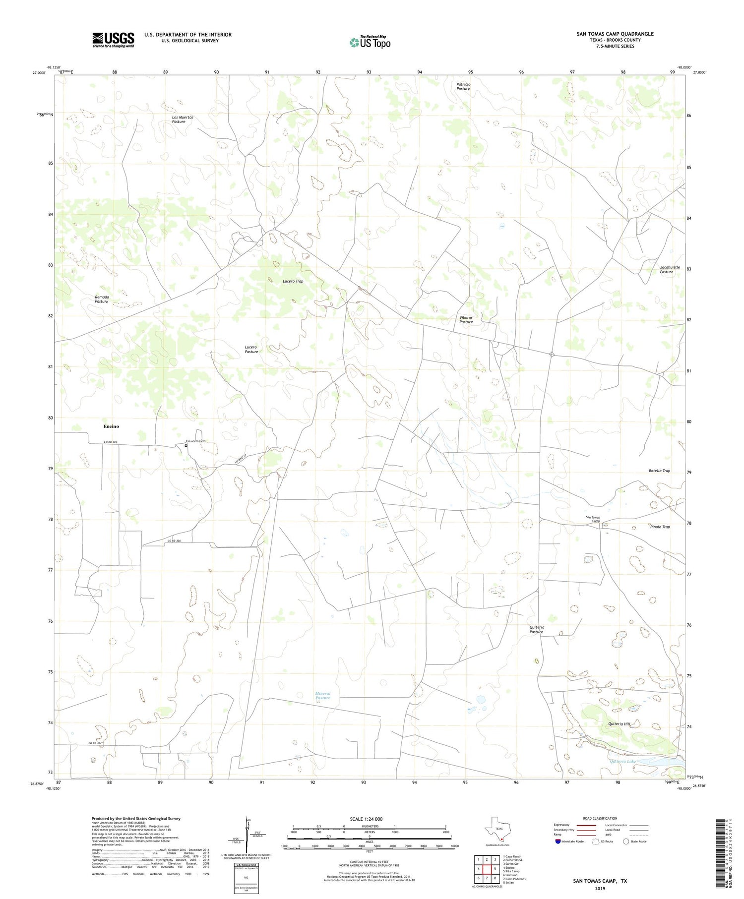 San Tomas Camp Texas US Topo Map Image