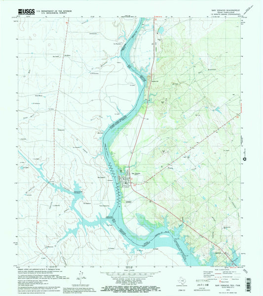 Classic USGS San Ygnacio Texas 7.5'x7.5' Topo Map Image