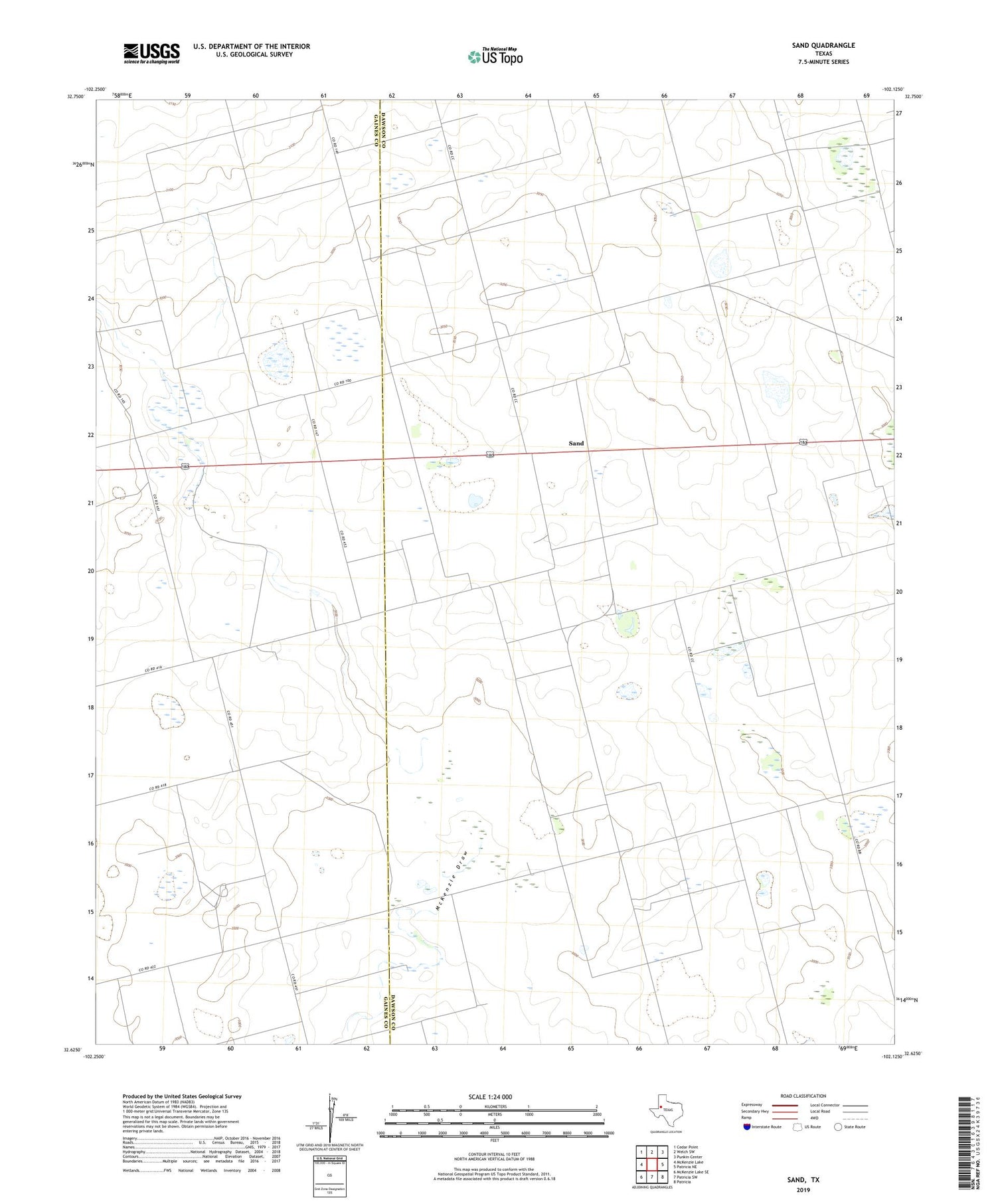 Sand Texas US Topo Map Image