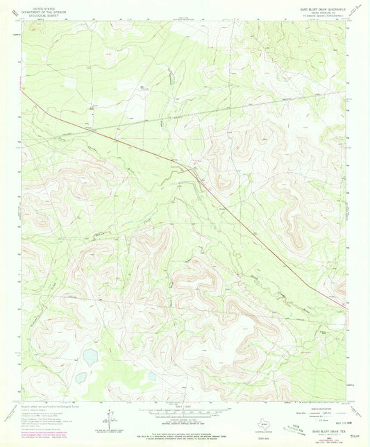 Classic USGS Sand Bluff Draw Texas 7.5'x7.5' Topo Map Image