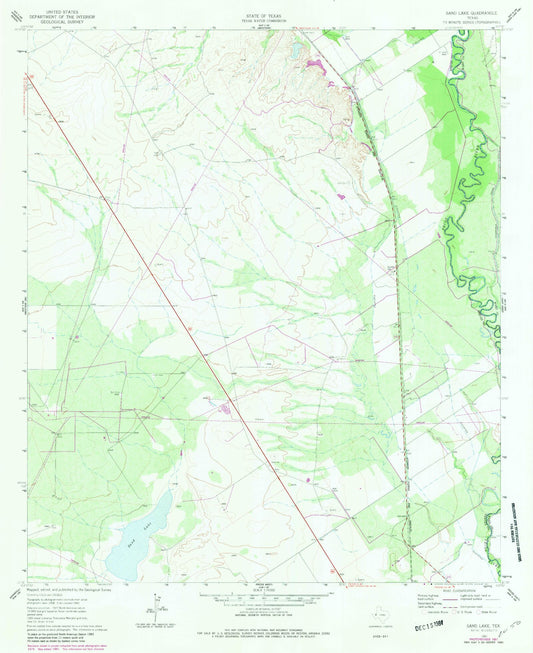 Classic USGS Sand Lake Texas 7.5'x7.5' Topo Map Image