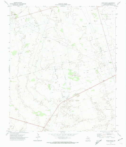 Classic USGS Sand Ranch Texas 7.5'x7.5' Topo Map Image