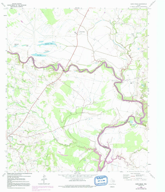 Classic USGS Sand Ridge Texas 7.5'x7.5' Topo Map Image