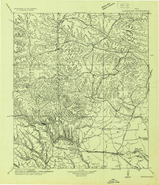 Historic 1928 Sanderson Texas 30'x30' Topo Map Image