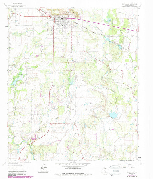 Classic USGS Santa Anna Texas 7.5'x7.5' Topo Map Image