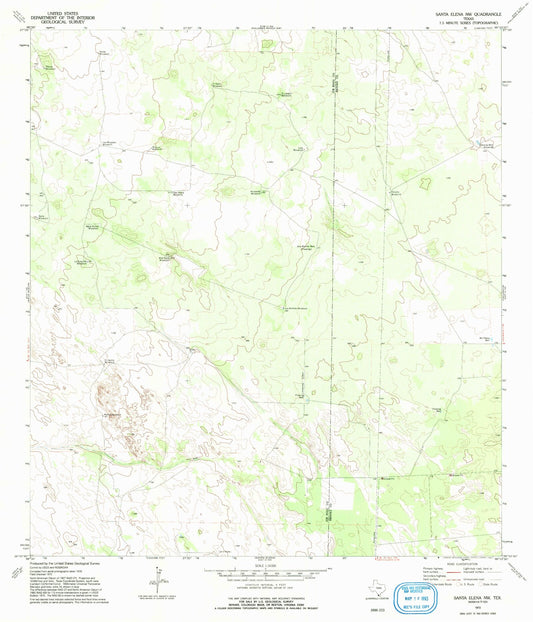Classic USGS Santa Elena NW Texas 7.5'x7.5' Topo Map Image