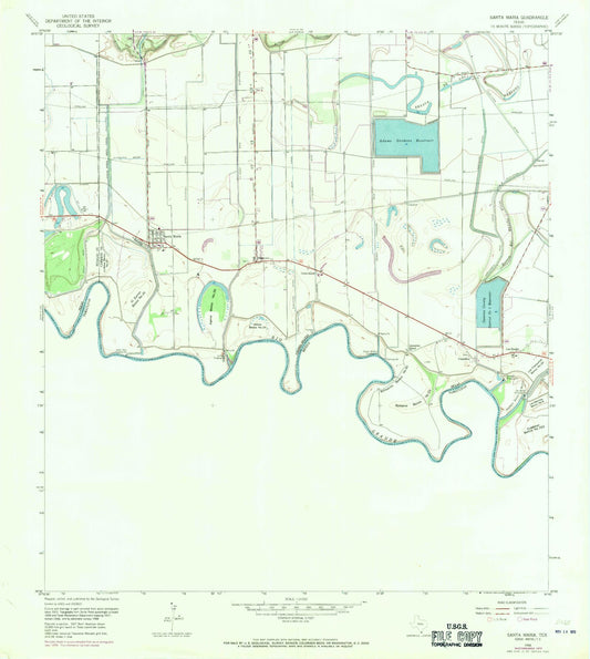 Classic USGS Santa Maria Texas 7.5'x7.5' Topo Map Image