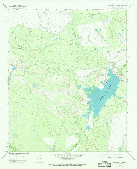 Classic USGS Santa Rosa Lake Texas 7.5'x7.5' Topo Map Image