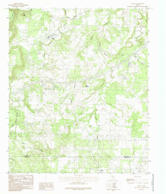 Classic USGS Santo Texas 7.5'x7.5' Topo Map Image
