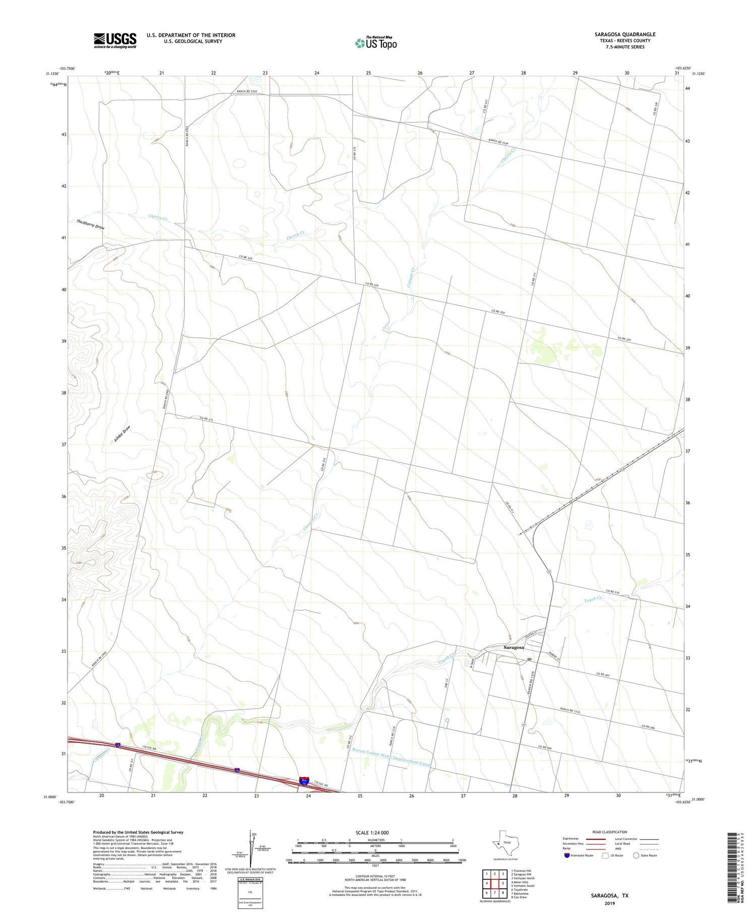 Saragosa Texas US Topo Map Image