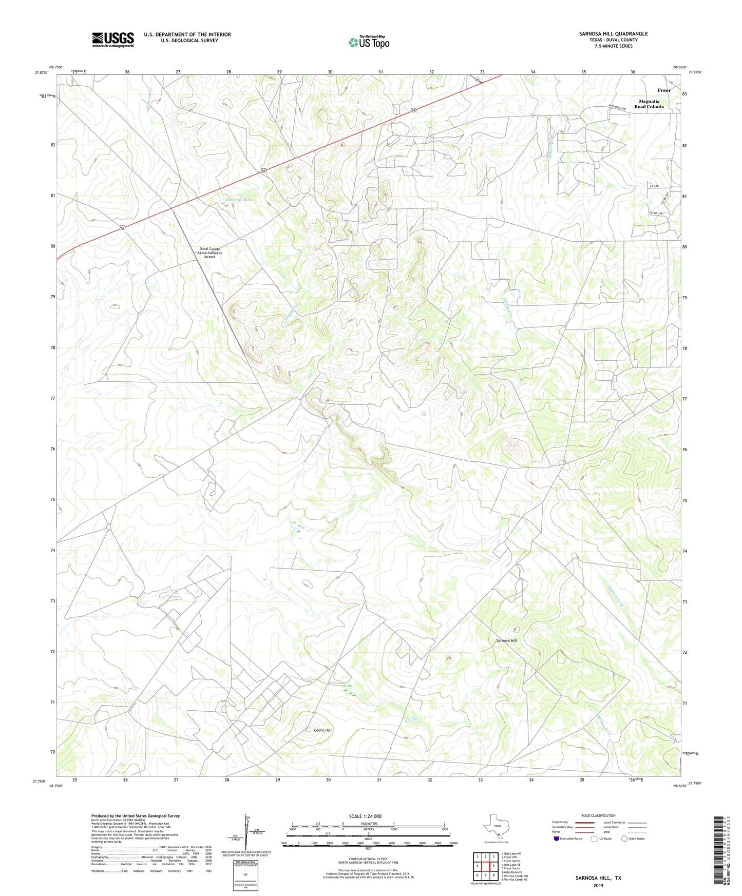 Sarnosa Hill Texas US Topo Map Image