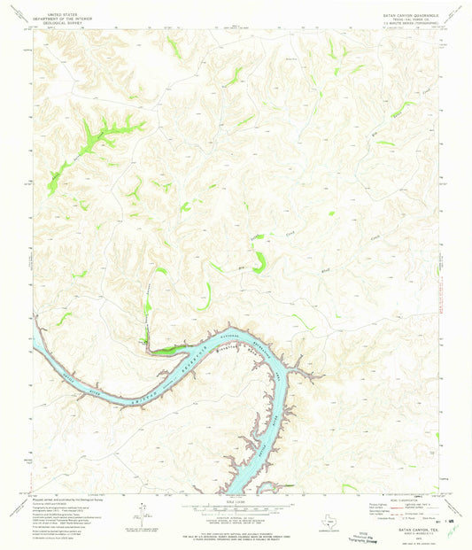 Classic USGS Satan Canyon Texas 7.5'x7.5' Topo Map Image