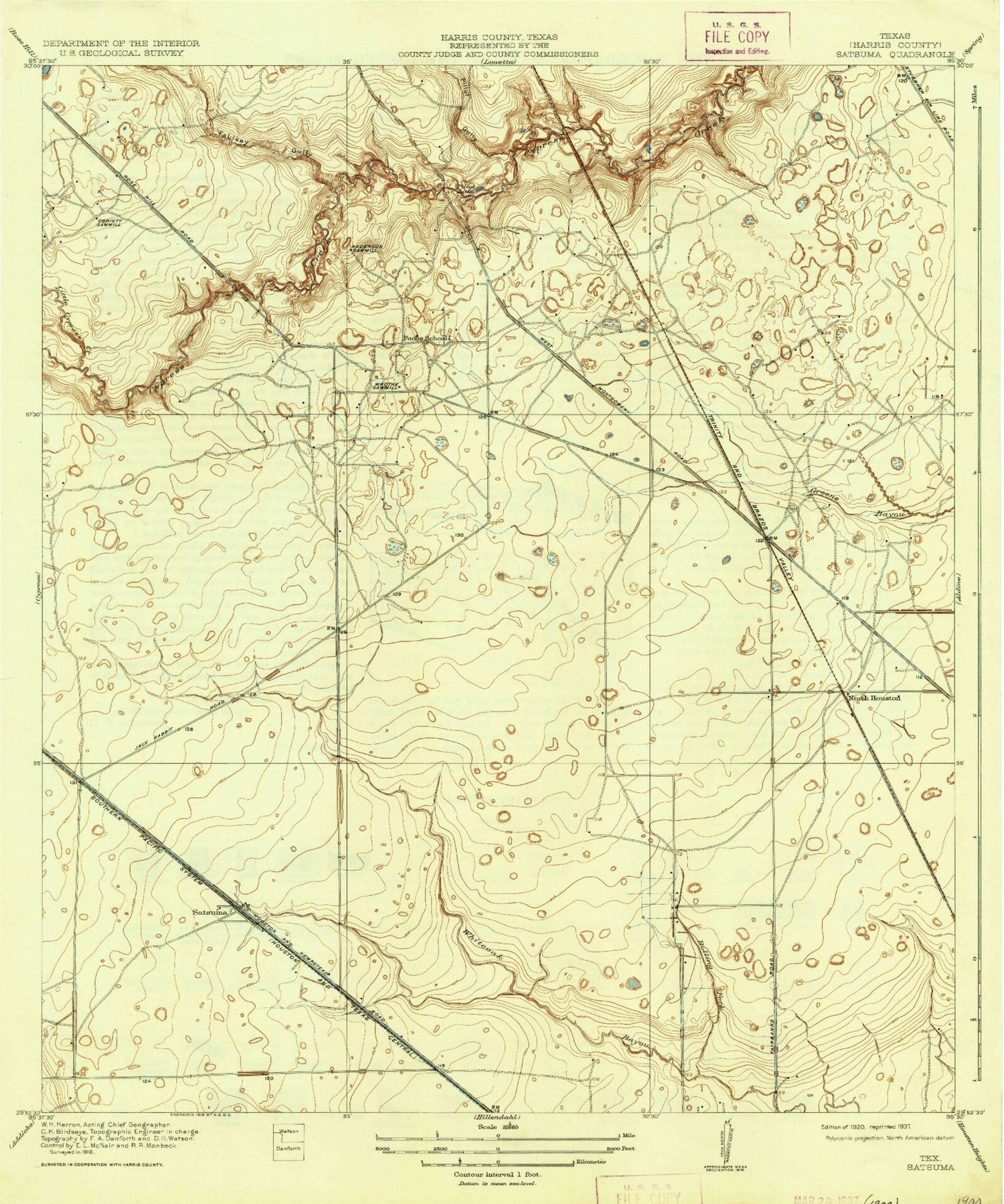 Classic USGS Satsuma Texas 7.5'x7.5' Topo Map Image