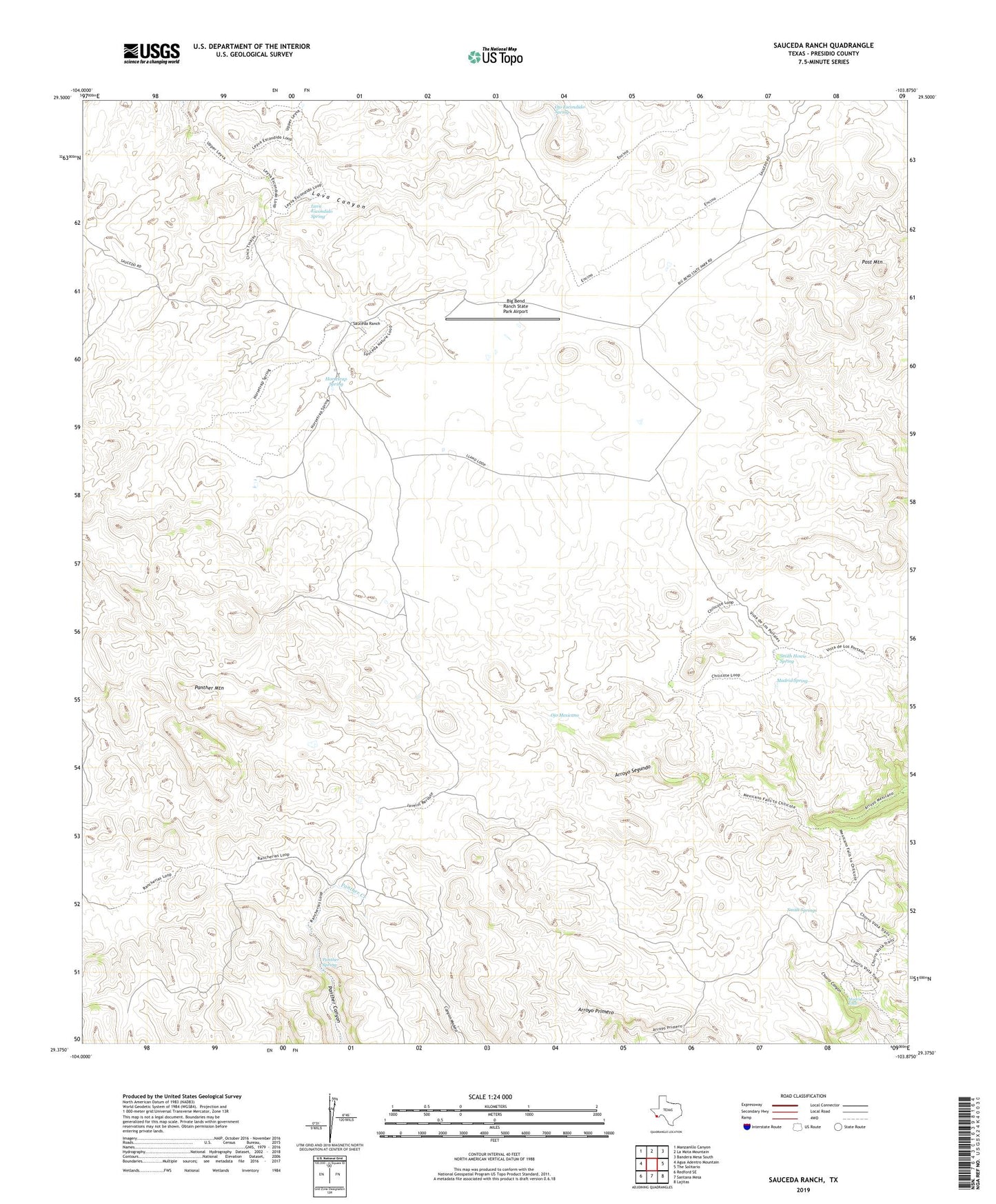 Sauceda Ranch Texas US Topo Map Image
