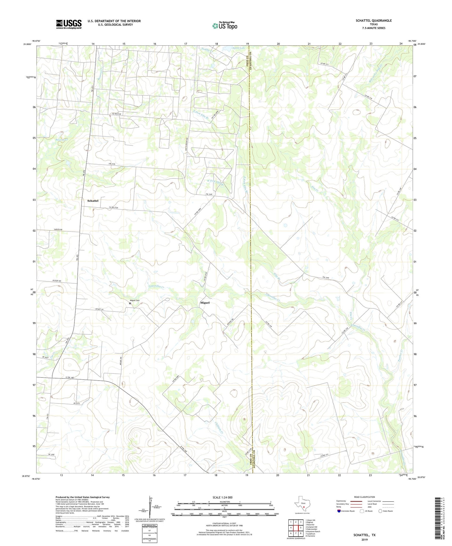 Schattel Texas US Topo Map Image