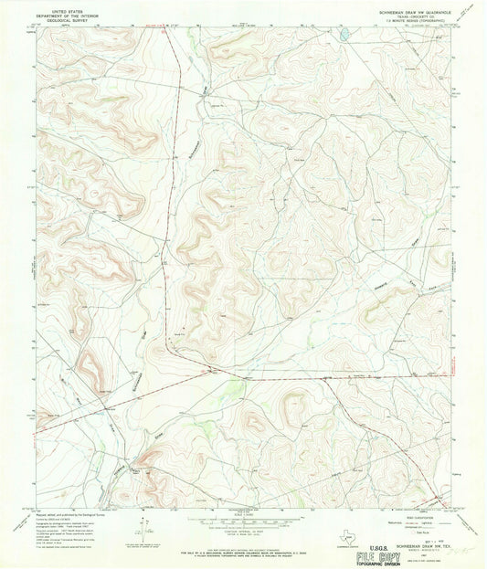 Classic USGS Schneeman Draw NW Texas 7.5'x7.5' Topo Map Image