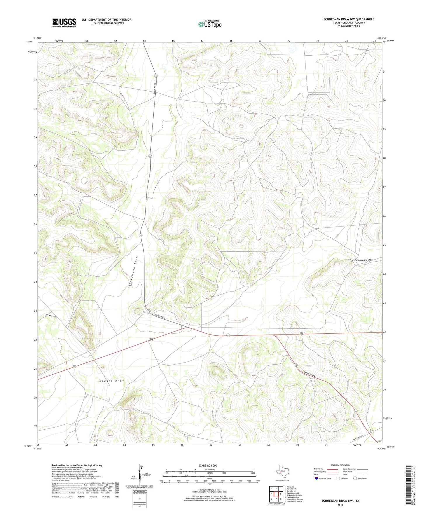 Schneeman Draw NW Texas US Topo Map Image