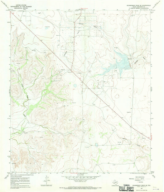 Classic USGS Schneeman Draw SE Texas 7.5'x7.5' Topo Map Image