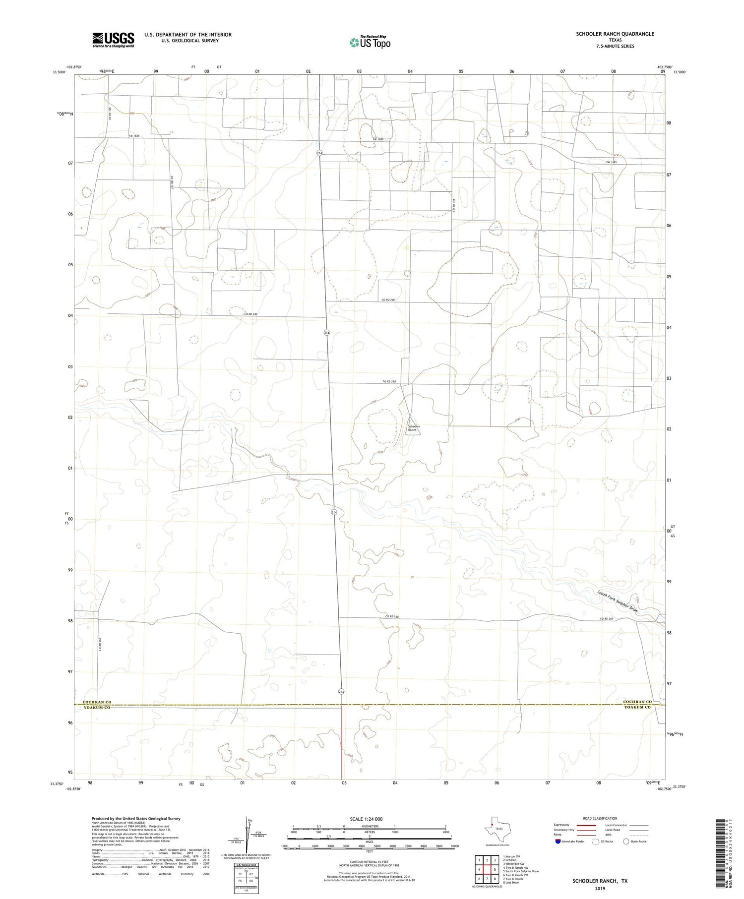 Schooler Ranch Texas US Topo Map Image