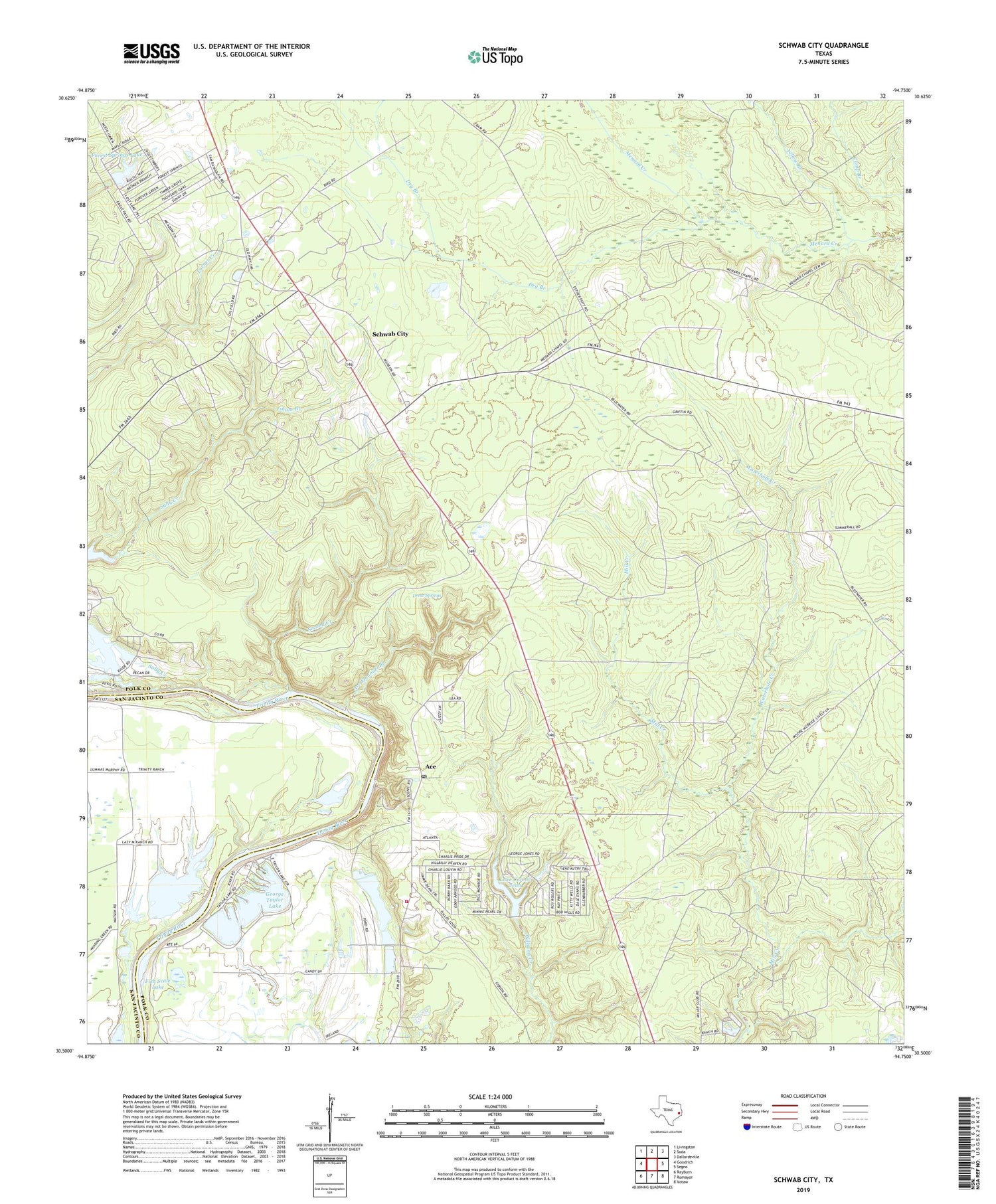 Schwab City Texas US Topo Map Image