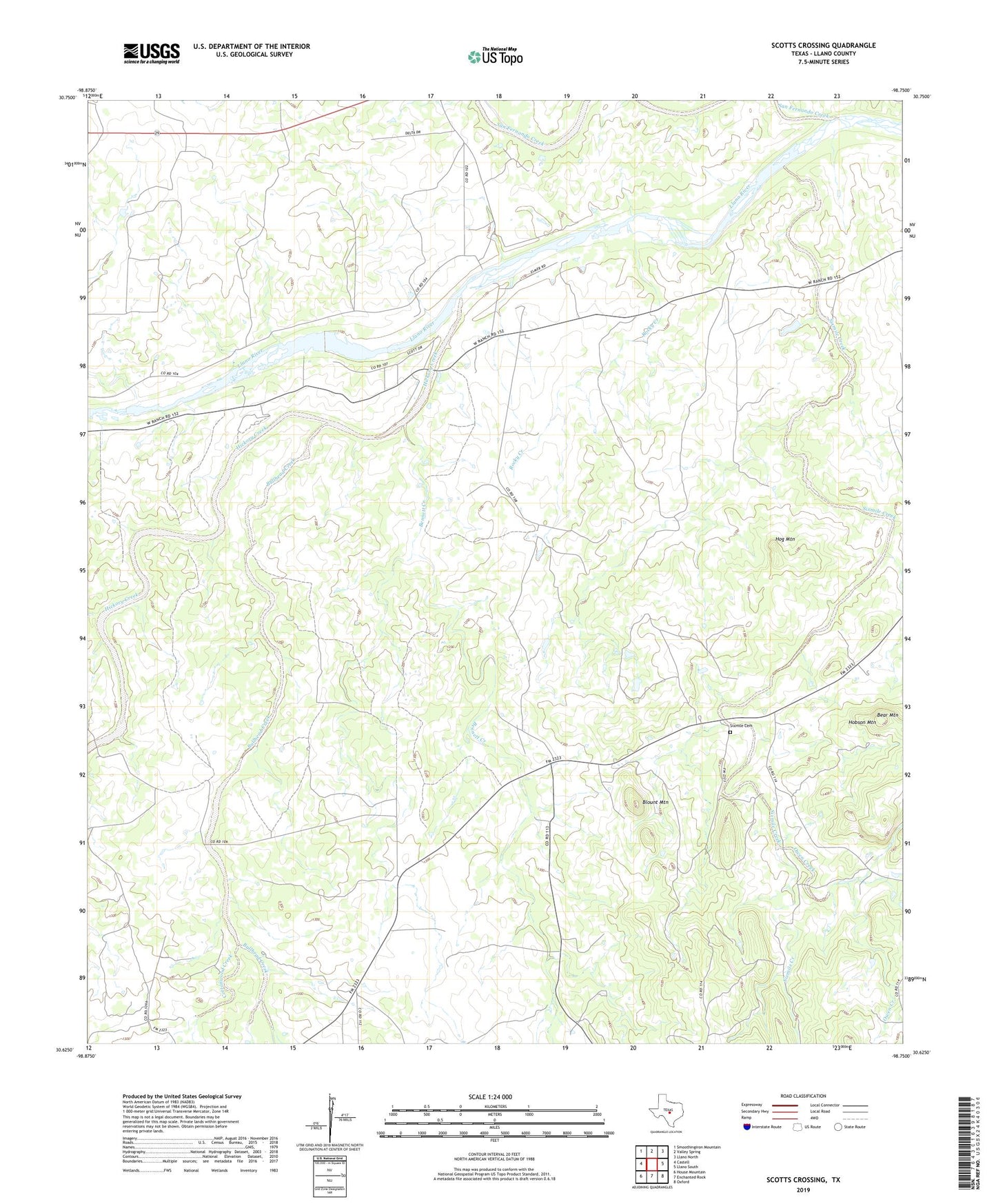Scotts Crossing Texas US Topo Map Image