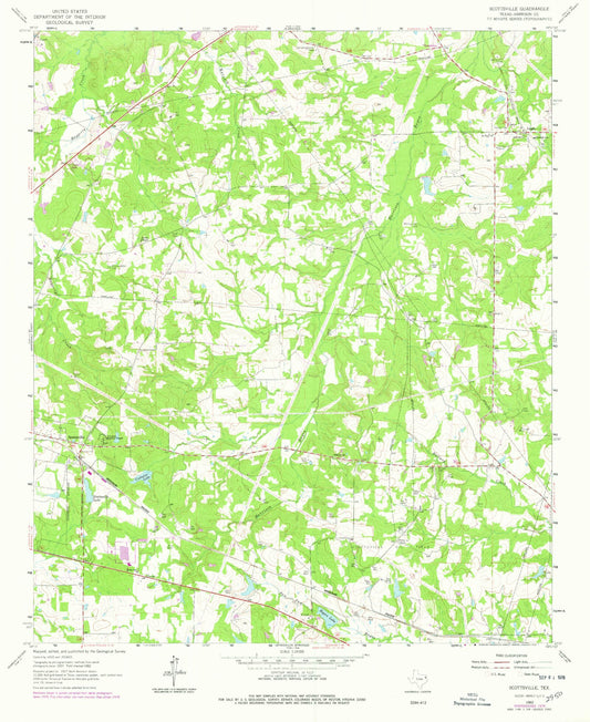 Classic USGS Scottsville Texas 7.5'x7.5' Topo Map Image