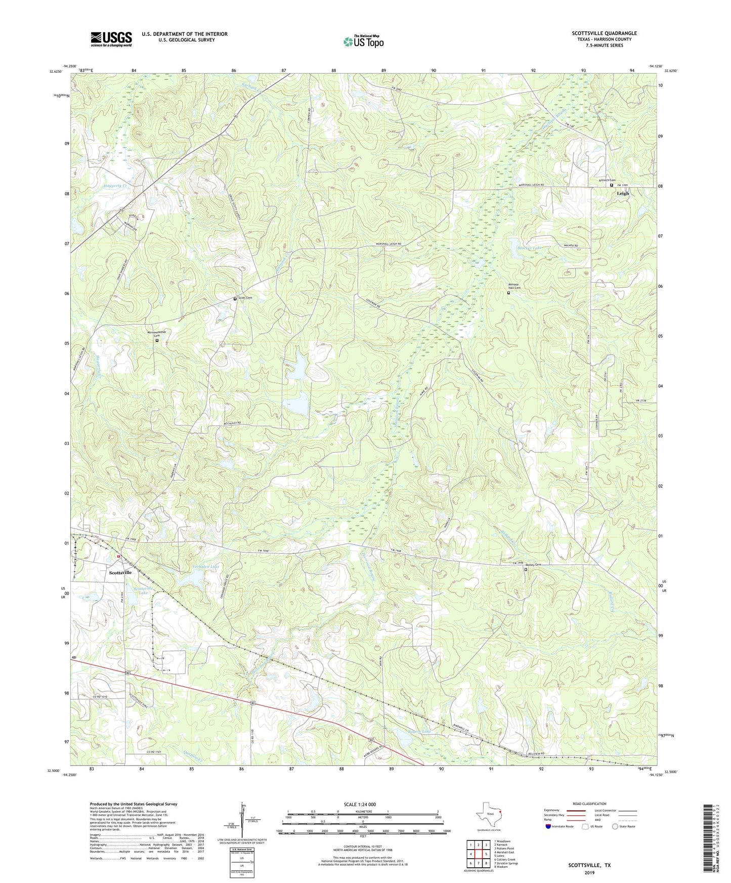 Scottsville Texas US Topo Map Image