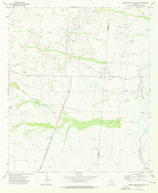 Classic USGS Screw Bean Draw East Texas 7.5'x7.5' Topo Map Image