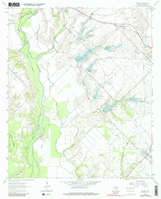 Classic USGS Scurry Texas 7.5'x7.5' Topo Map Image