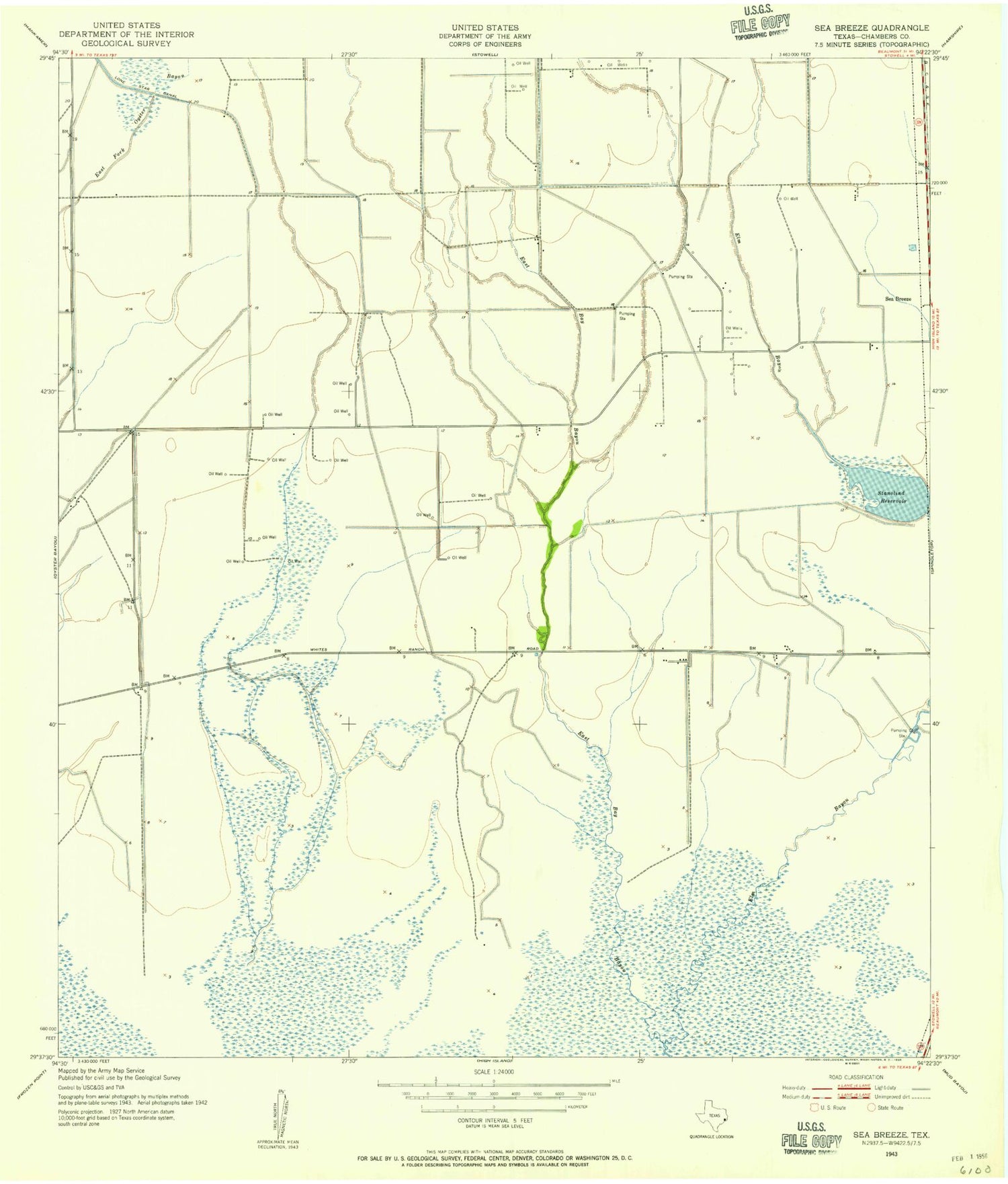 Classic USGS Stanolind Reservoir Texas 7.5'x7.5' Topo Map Image