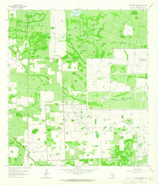 Classic USGS Seeligson Ranch Texas 7.5'x7.5' Topo Map Image
