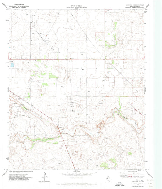 Classic USGS Seminole NE Texas 7.5'x7.5' Topo Map Image