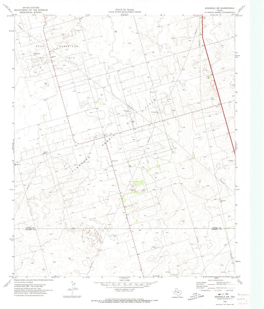 Classic USGS Seminole SW Texas 7.5'x7.5' Topo Map Image