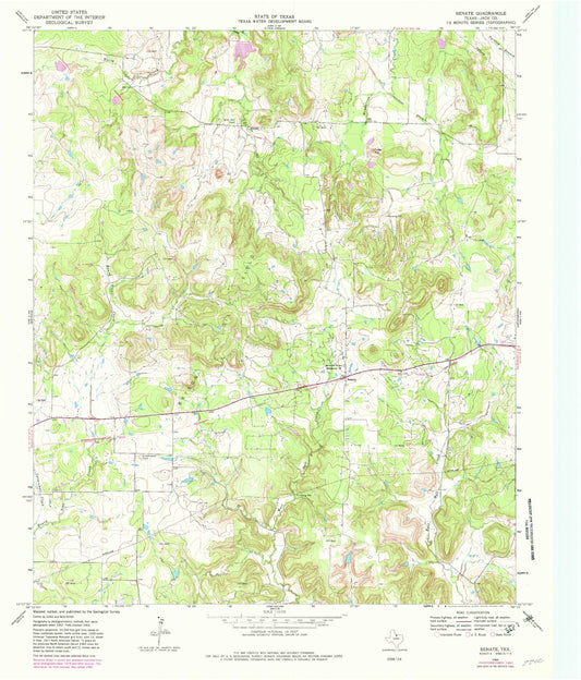 Classic USGS Senate Texas 7.5'x7.5' Topo Map Image