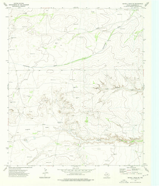 Classic USGS Seven L Peak NE Texas 7.5'x7.5' Topo Map Image