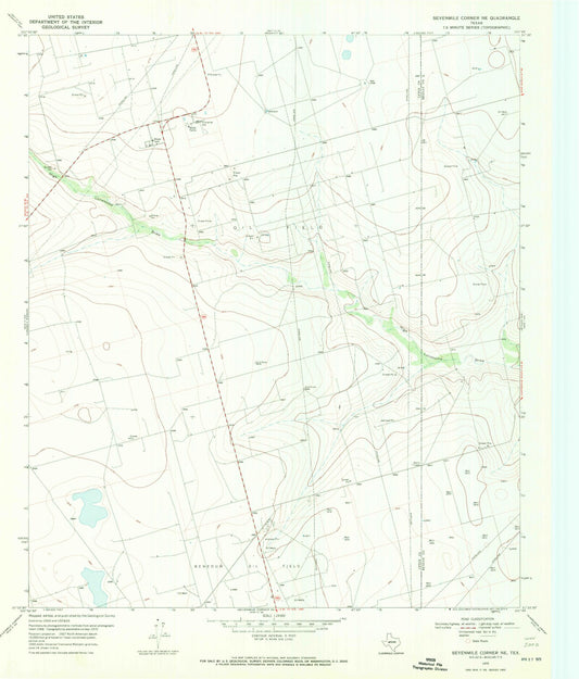 Classic USGS Sevenmile Corner NE Texas 7.5'x7.5' Topo Map Image