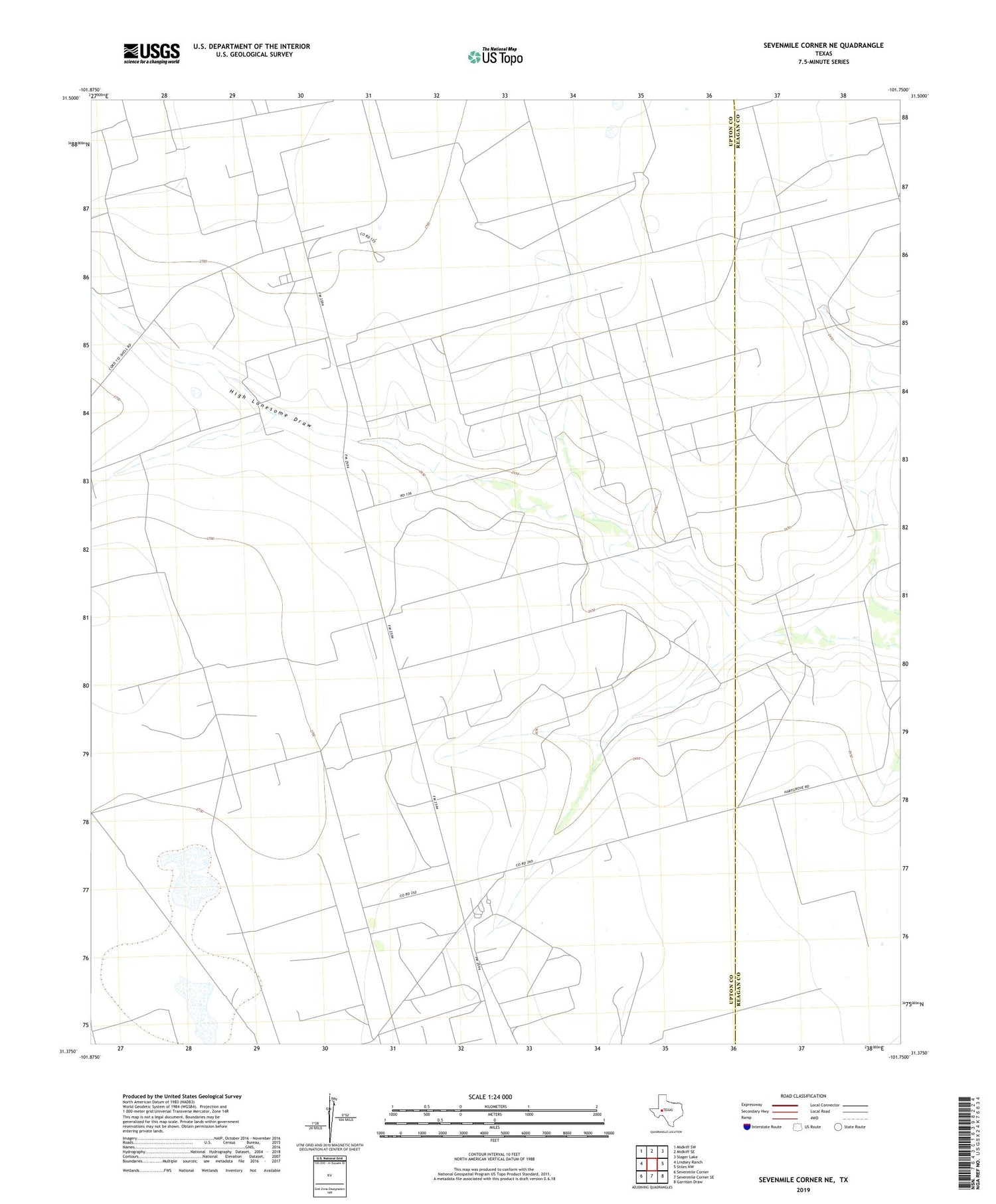 Sevenmile Corner NE Texas US Topo Map Image
