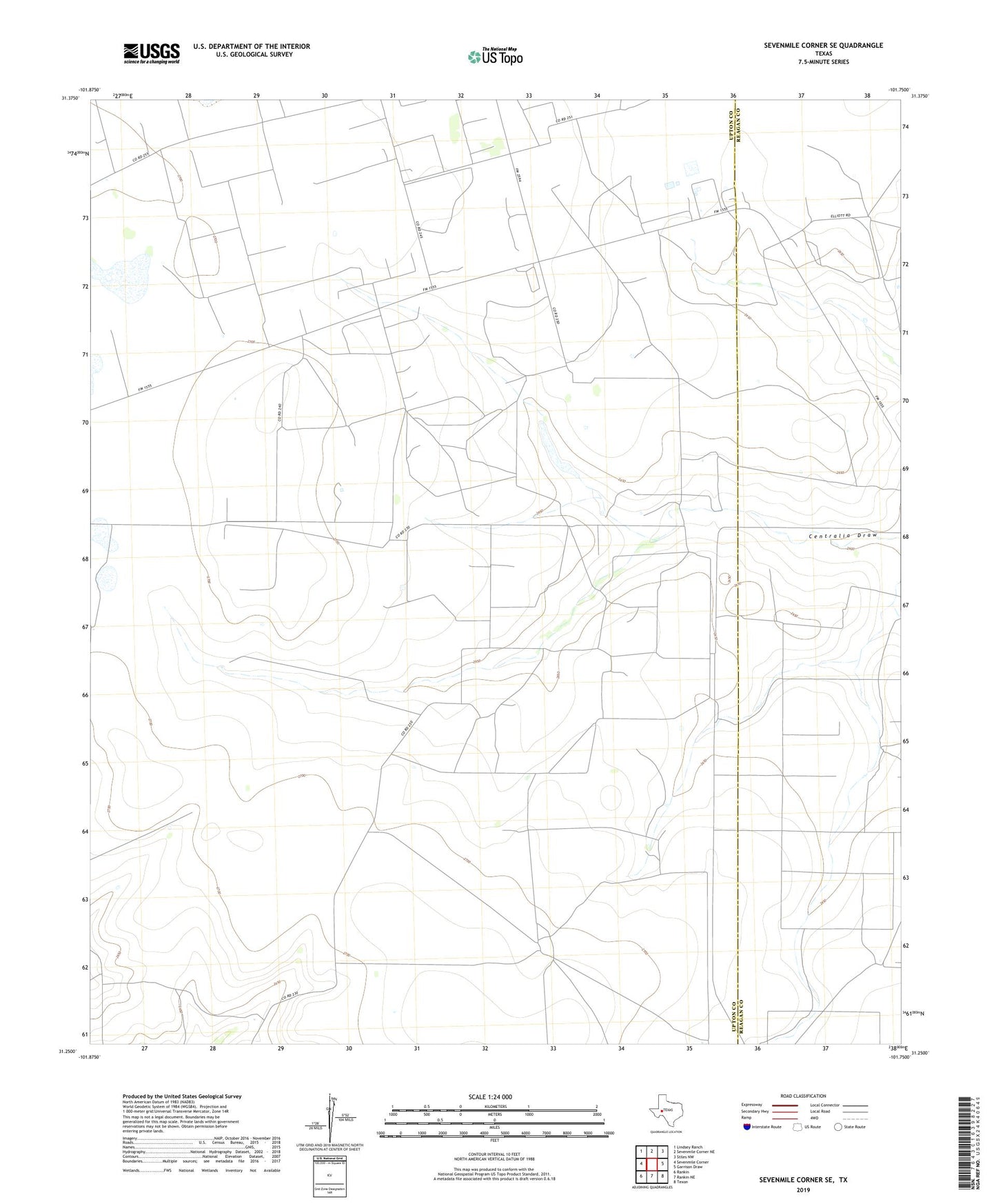 Sevenmile Corner SE Texas US Topo Map Image
