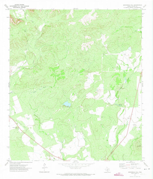 Classic USGS Sevenmile Hill Texas 7.5'x7.5' Topo Map Image