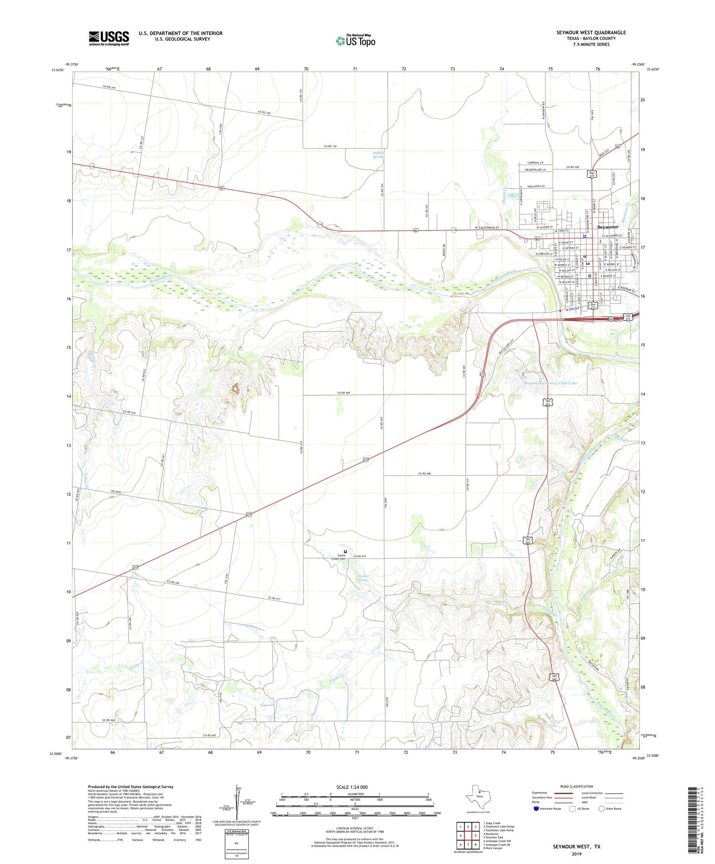 Seymour West Texas US Topo Map Image