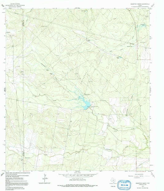 Classic USGS Shaeffer Ranch Texas 7.5'x7.5' Topo Map Image