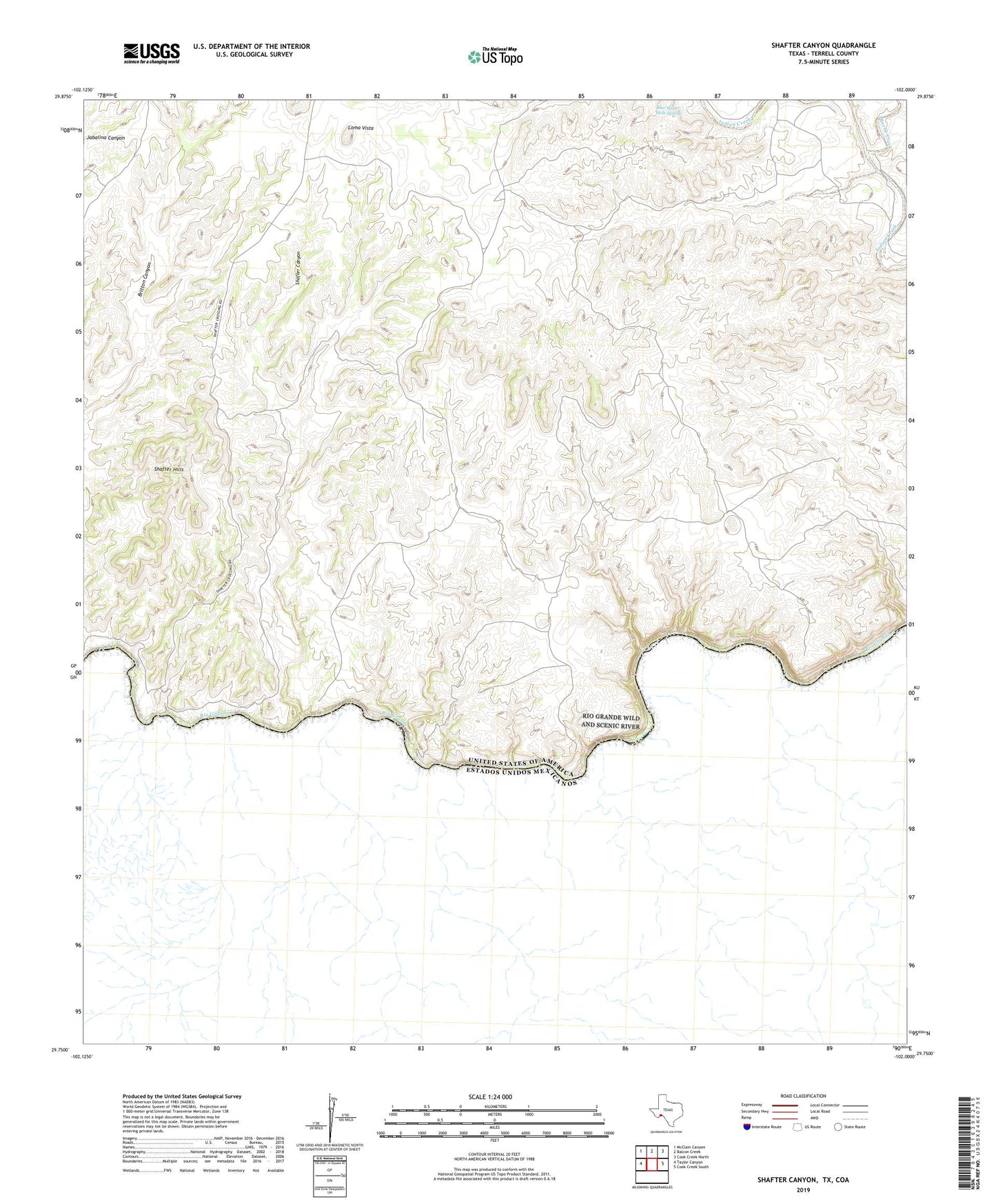 Shafter Canyon Texas US Topo Map Image