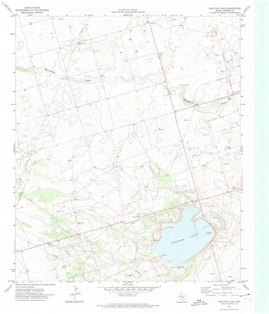 Classic USGS Shafter Lake Texas 7.5'x7.5' Topo Map Image