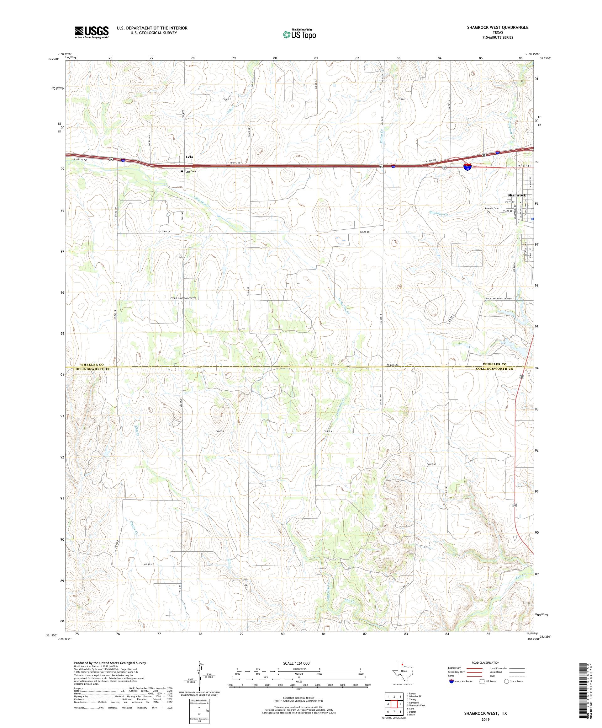 Shamrock West Texas US Topo Map – MyTopo Map Store